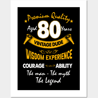 Vintage The Man Myth Legend 80 Yrs 80th Birthday Posters and Art